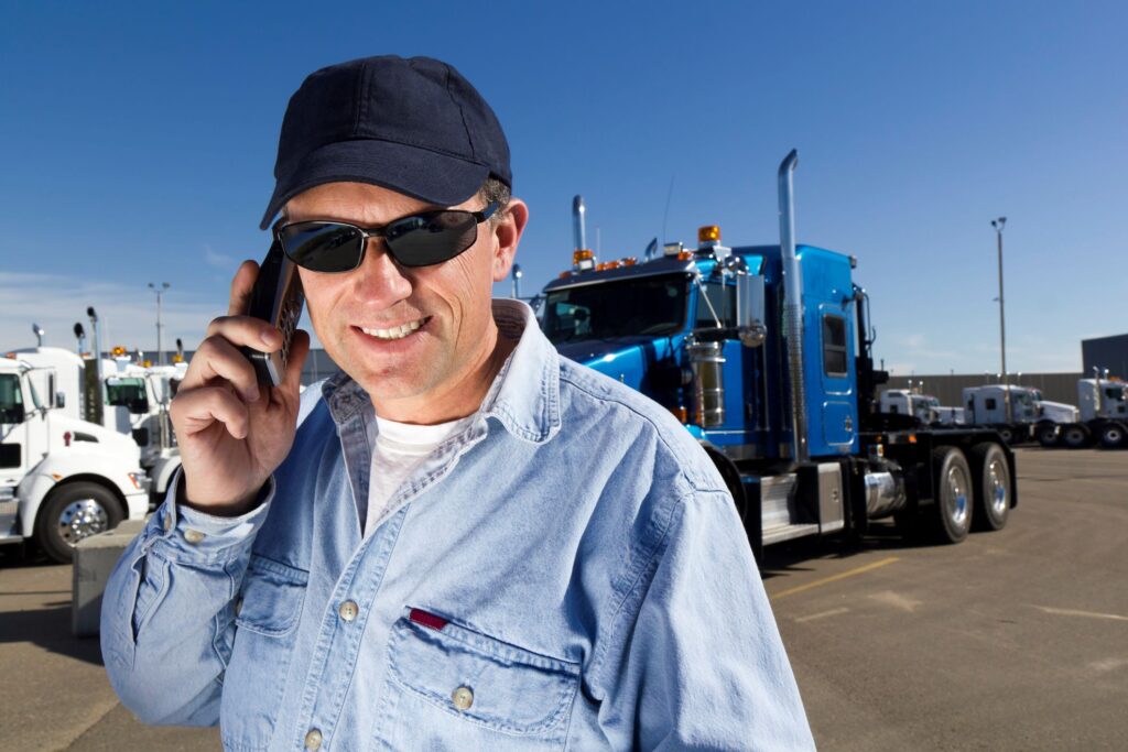 truck driver on phone