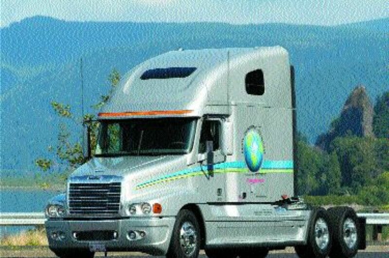 TECH TRUCK: Freightliner's SET demonstration truck included an APU to reduce idling times and emissions.