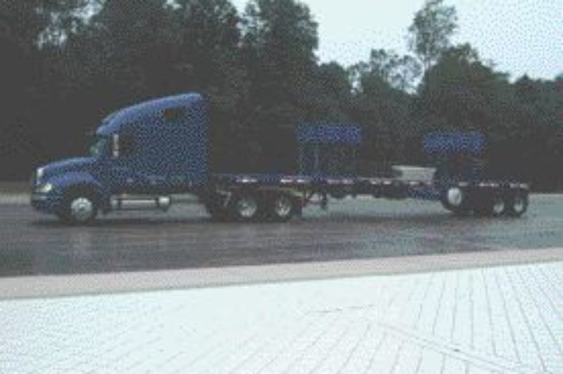 STABLE: A test truck demonstrates Freightliner's new ESC system which helps prevent rollovers.
