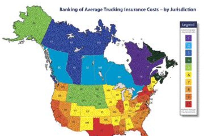 HOT HOT HEAT: This map illustrates comparative differences in insurance exposure, based primarily on differences in claims litigation and health care costs, for each jurisdiction in North America.