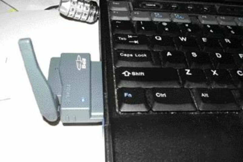 HOOKED UP: The Kyocera Wireless Passport card features a flexible, swivel antenna to prevent breakage.