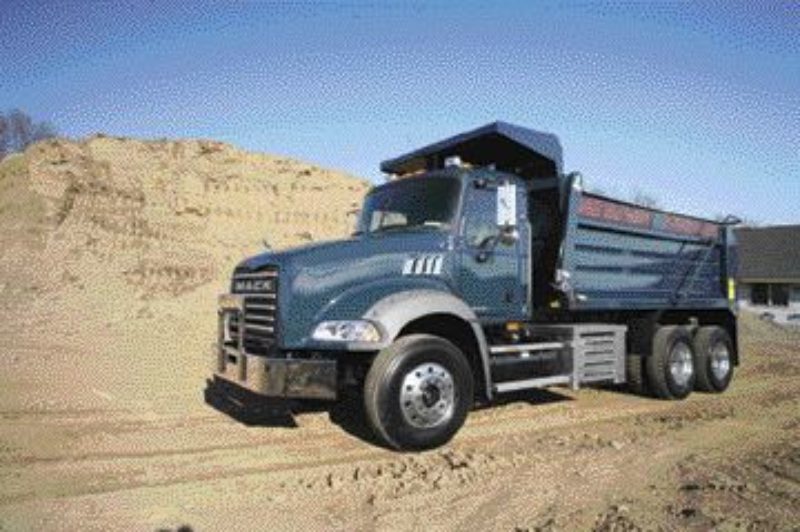 HYBRID POWER: This hybrid Mack Granite features an electric motor that harnesses braking power which is then used to help power the truck.