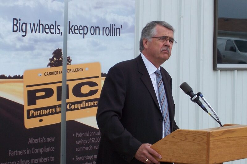 Lane Kranenburg, director of the Partners In Compliance program, announced the program's launch at the Leduc weight station on June 11.