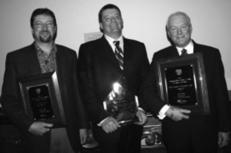 CANADIAN CONTINGENT: From left to right, winners Wendell Erb (Erb Transport), Rob Penner (Bison Transport) and Evan MacKinnon (MacKinnon Transport) proudly display their awards from the Truckload Carriers Association.