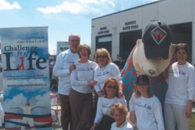 HAVING FUN RAISING FUNDS: Members of the Maxim Challenge for Life team include (from left) Doug Harvey, Jan Shute, Margy Nelson, Shelley Betton, Maili Wiechern, Meghan Furst and Val Kolson.