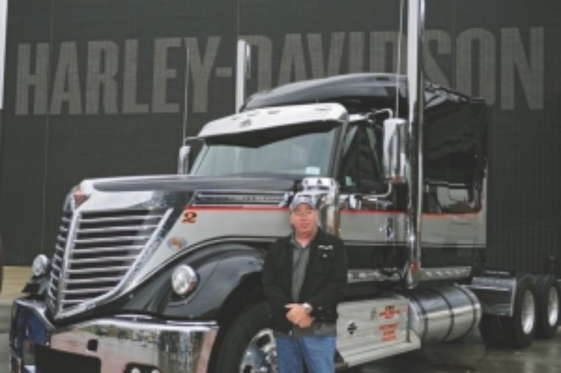 READY TO REV AND ROLL: Owner/operator Chris Hawker is the proud owner of this Harley-Davidson-inspired International LoneStar.