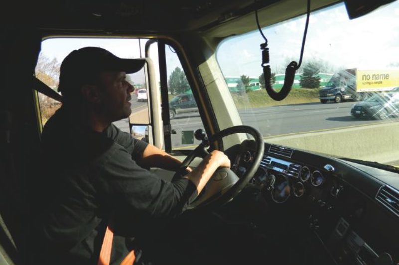 Mike Dingler drives on the 401 near Belleville.