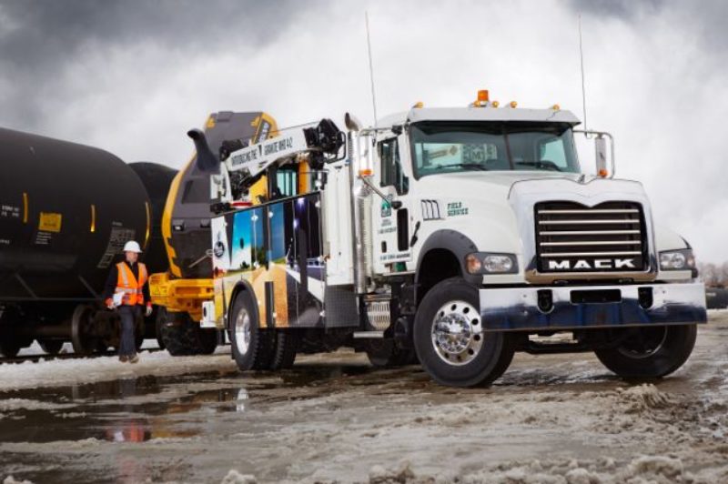 One of two Mack Granite MHD 4x2s showcased at the Work Truck Show.