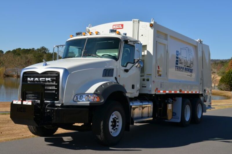 Mack's new Granite MHD rear loader refuse truck.