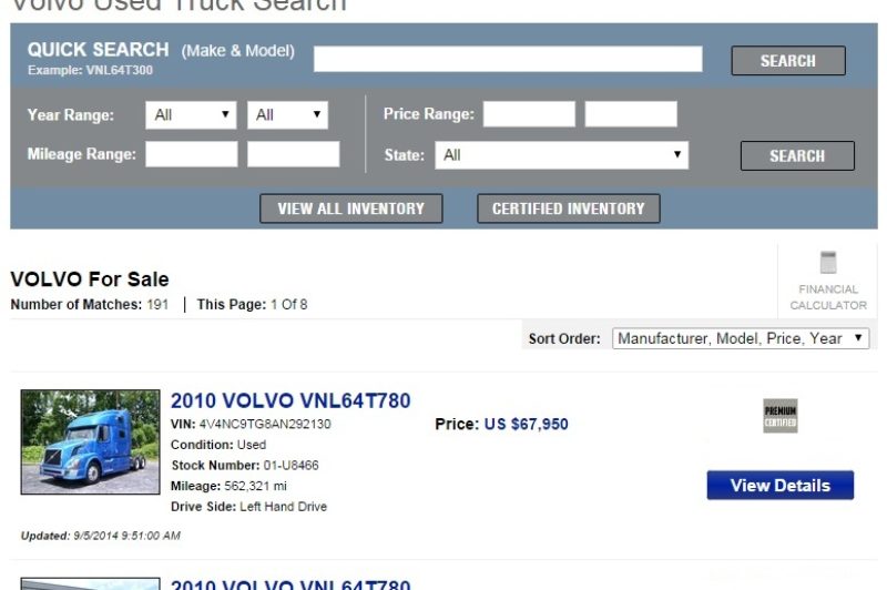Volvo unveils new used truck search tool  article image