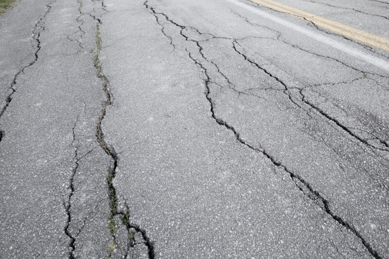 cracked road surface