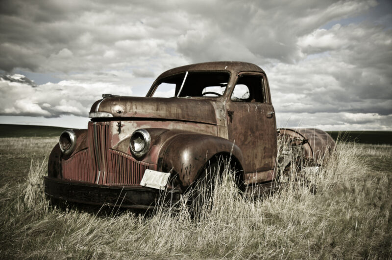 Run-down truck left out in the field