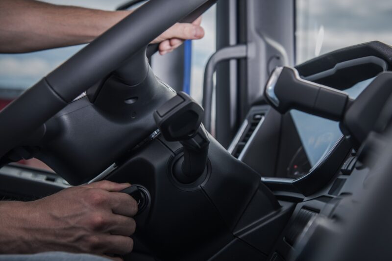 Driver starting a truck