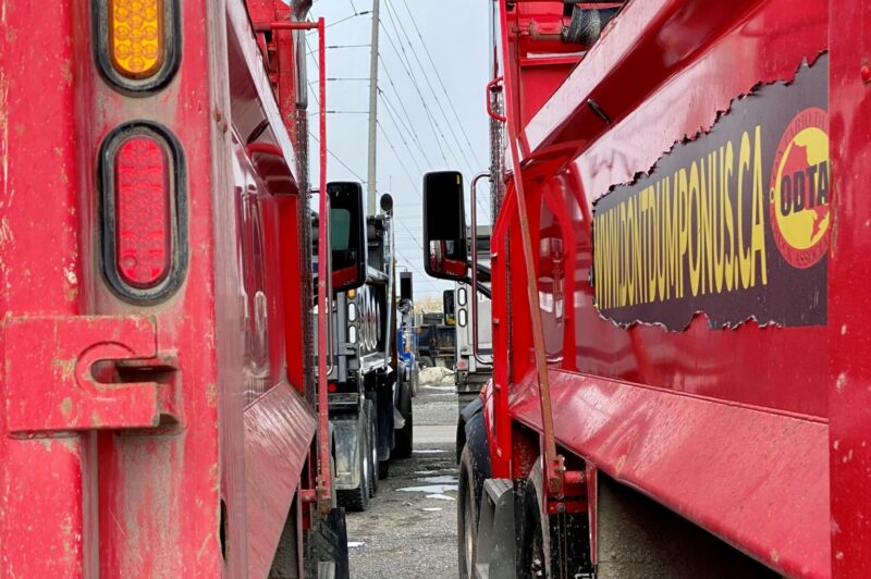 Dump trucks parked