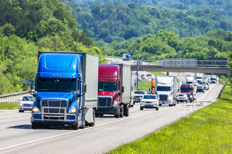 Picture of trucks on the interstate