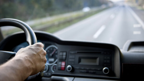 Driver holding steering wheel