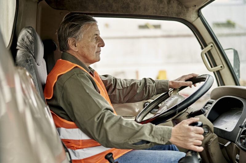 Picture of trucker shifting gears