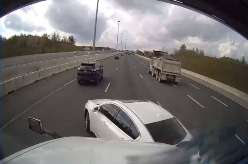 Image of a car crashing into a truck