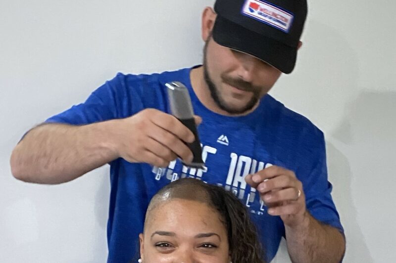 Woman gets her head shaved