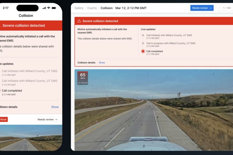Collision detected dashboard view