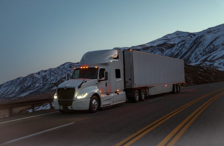 Picture of an International LT truck on the highway