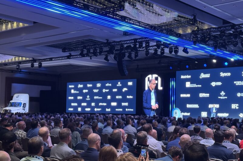 A large crowd in attendance listening to Sanjit Biswas during his keynote address at 2025 Beyond