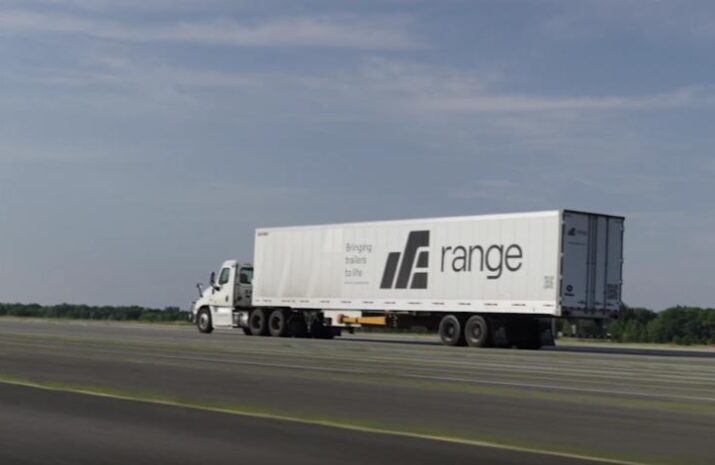 Range-branded truck and trailer on a highway during testing
