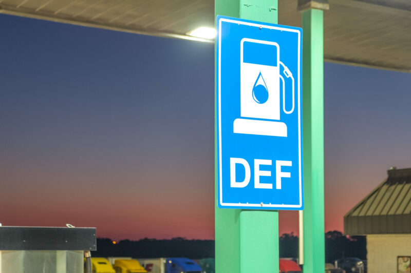 DEF sign at truck stop