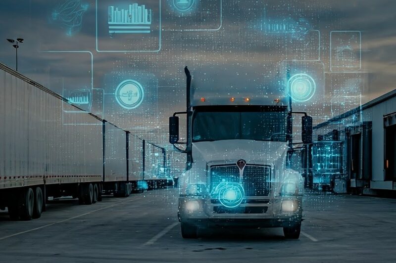 Picture of a truck with an overlay of AI chips