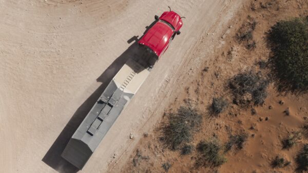 Overhead picture of a tractor trailer