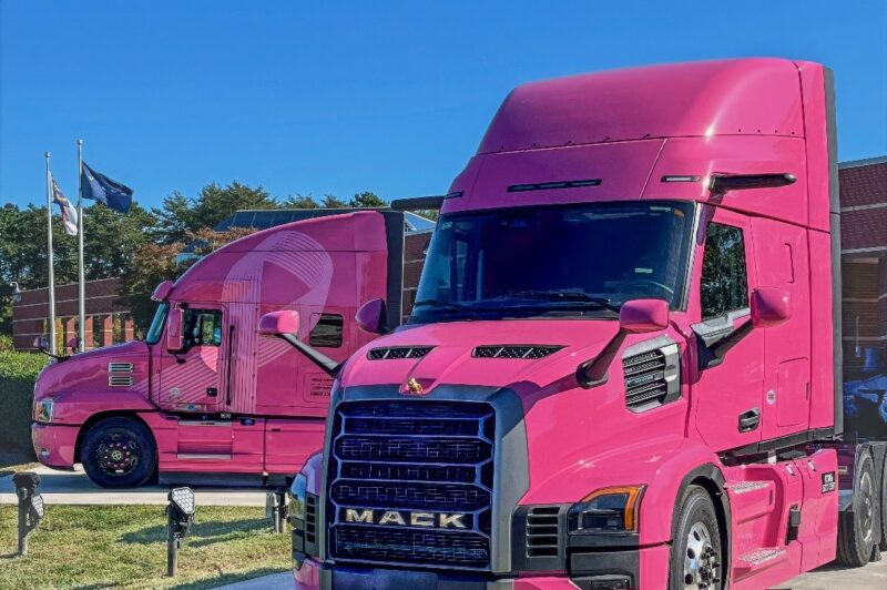 Mack's pink Breast Cancer-themed trucks