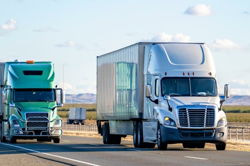 Trucks on a road