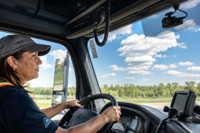 Woman driving a truck