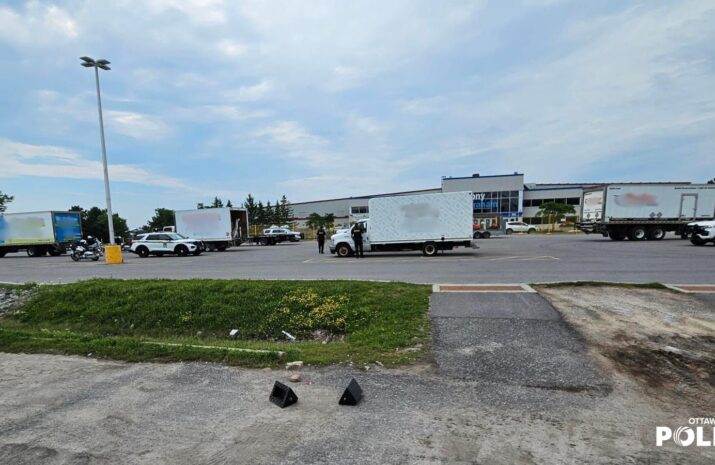 Trucks in a parking lot