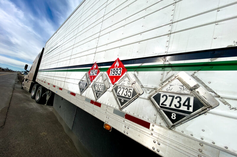 Semi-truck Hauling Hazardous Materials in the US