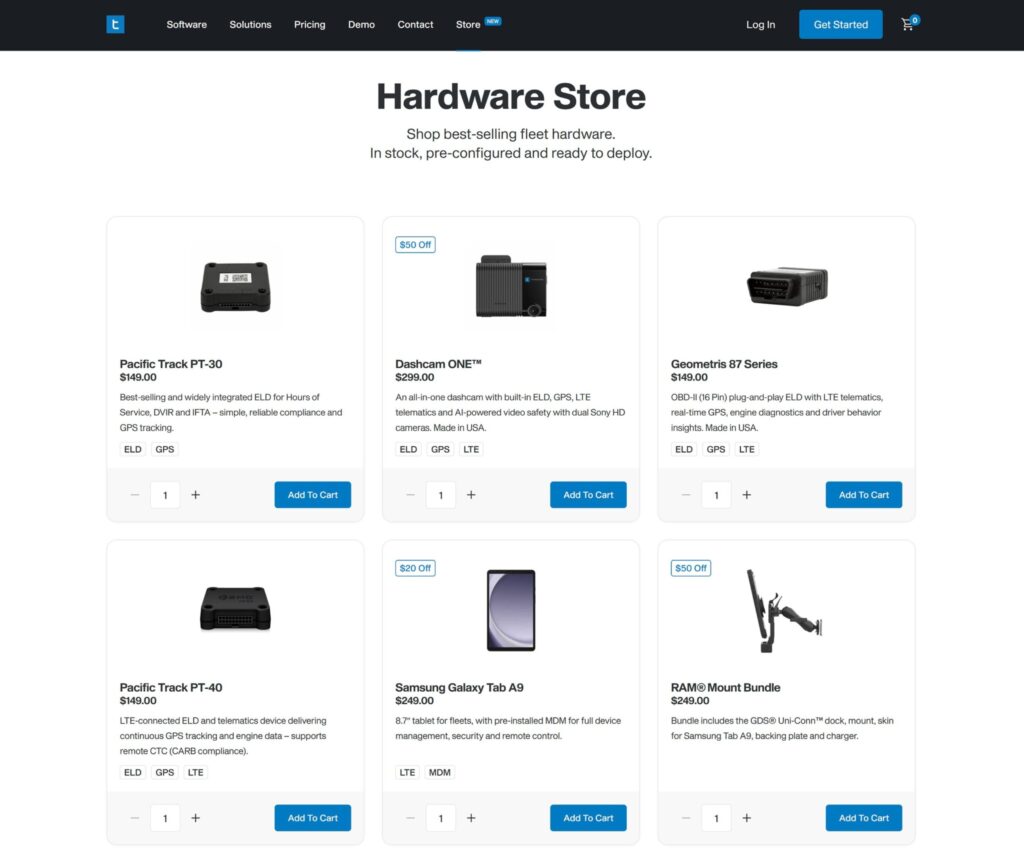 Trucking Hub store screen capture