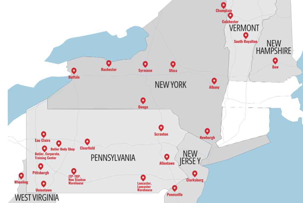 Hunter Truck dealership map